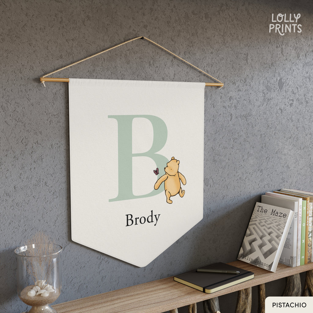 Personalized Classic Winnie The Pooh Custom Name Pennant – Nursery Name Sign
