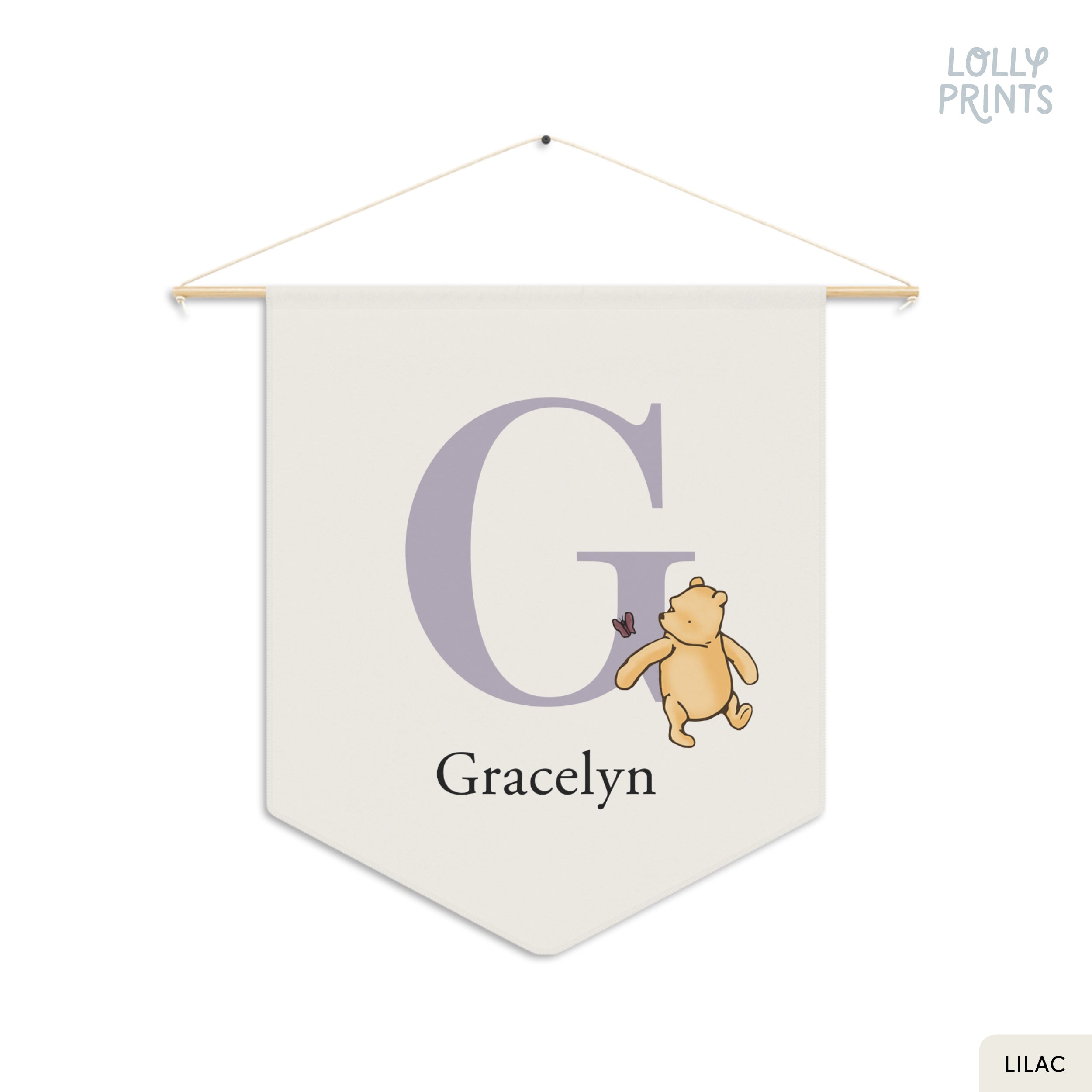 Personalized Classic Winnie The Pooh Custom Name Pennant – Nursery Name Sign