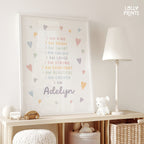 Personalized Kids Daily Affirmations Wall Art Print