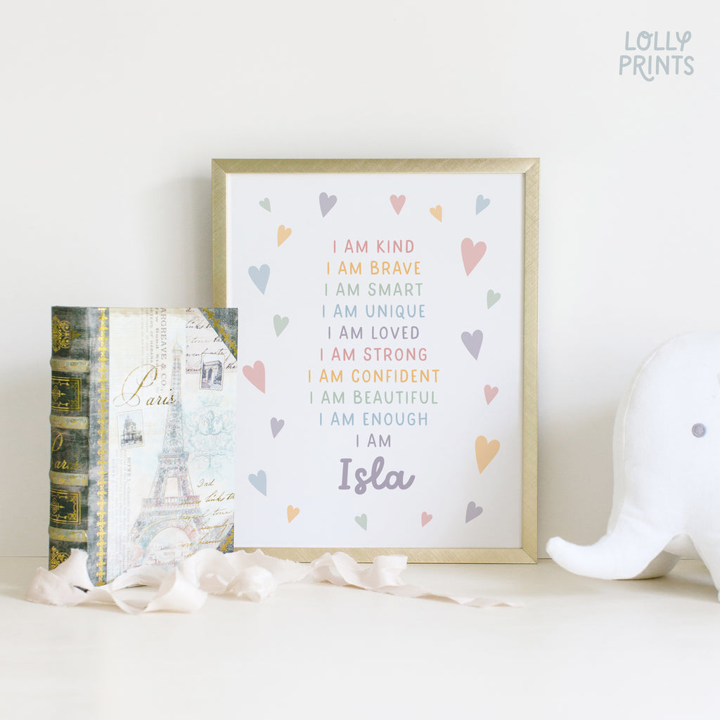 Personalized Kids Daily Affirmations Wall Art Print