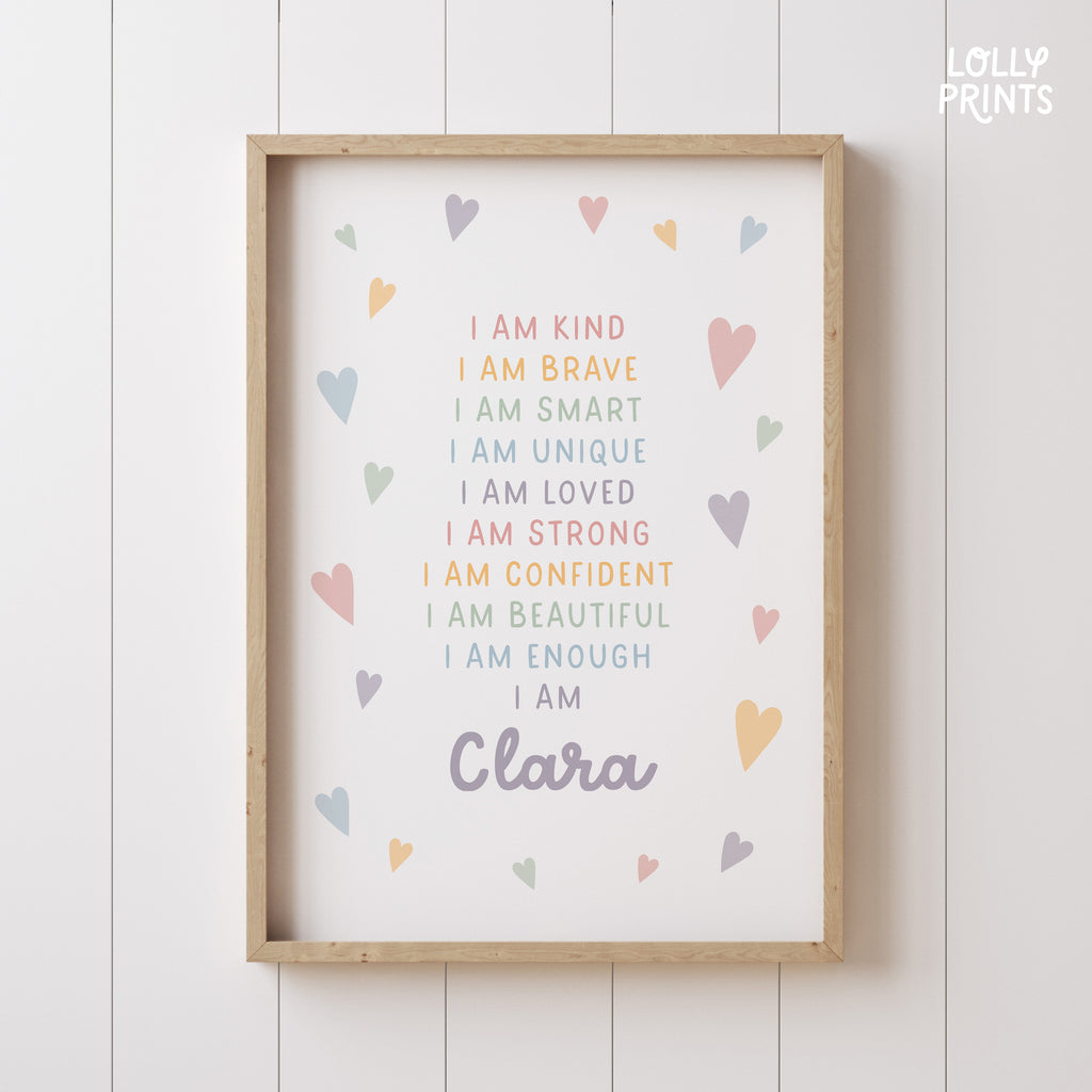Personalized Kids Daily Affirmations Wall Art Print