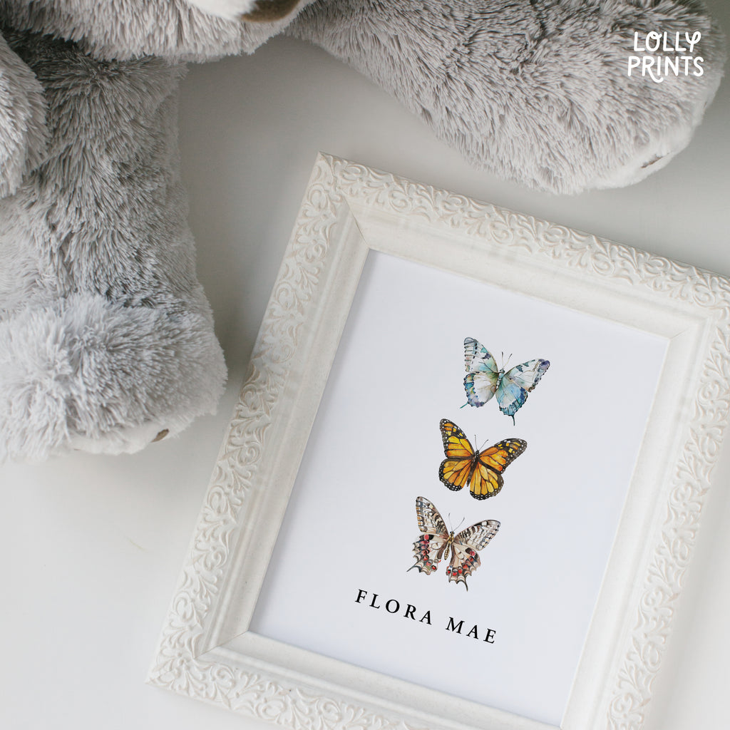 Personalized Custom Name Butterflies Print
