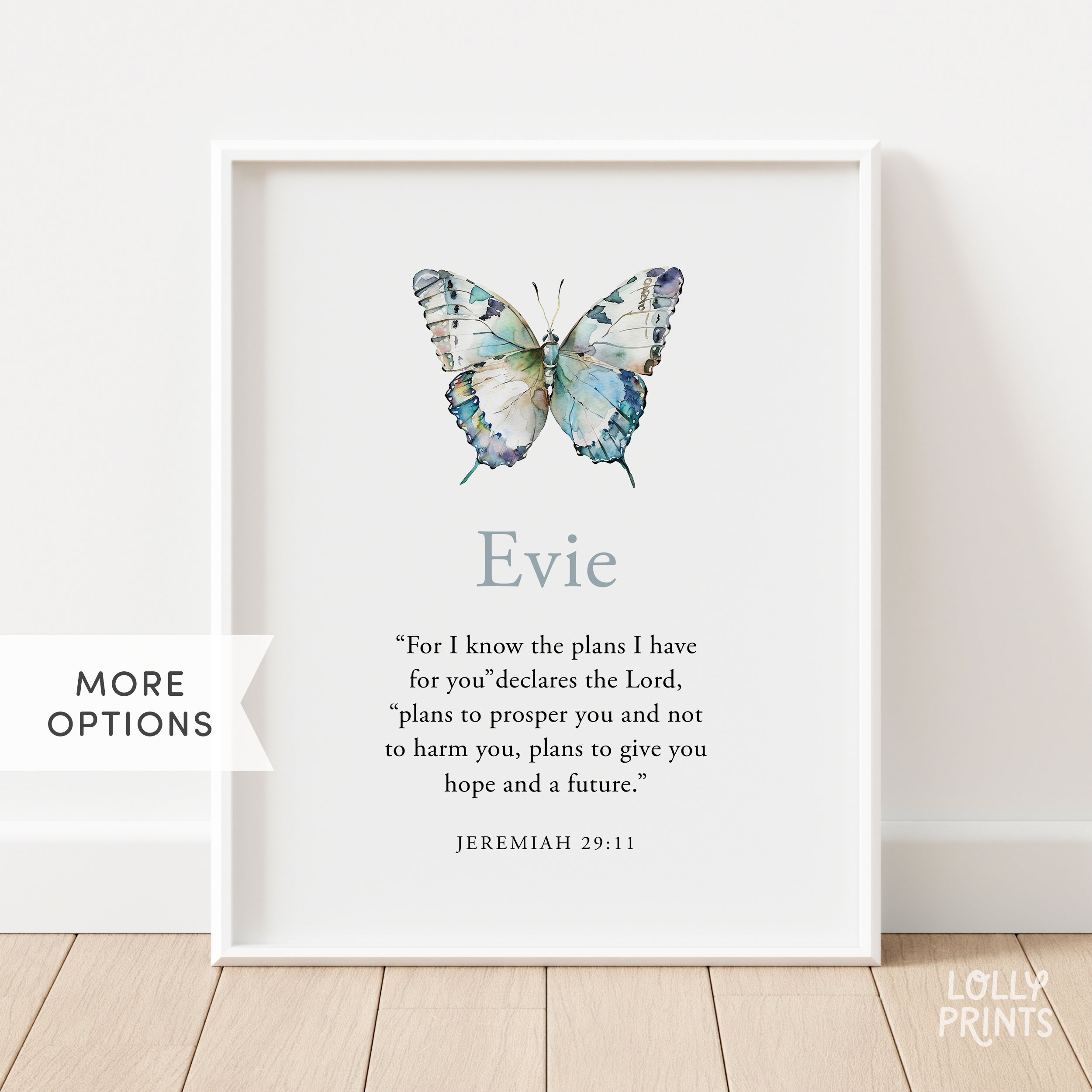 Personalized Custom Name Butterfly Scripture Print