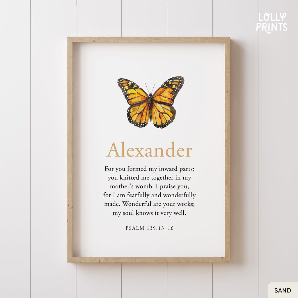 Personalized Custom Name Butterfly Scripture Print