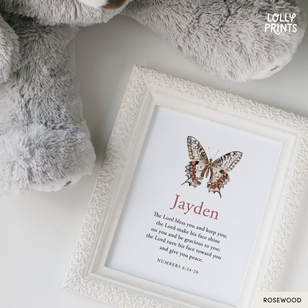 Personalized Custom Name Butterfly Scripture Print