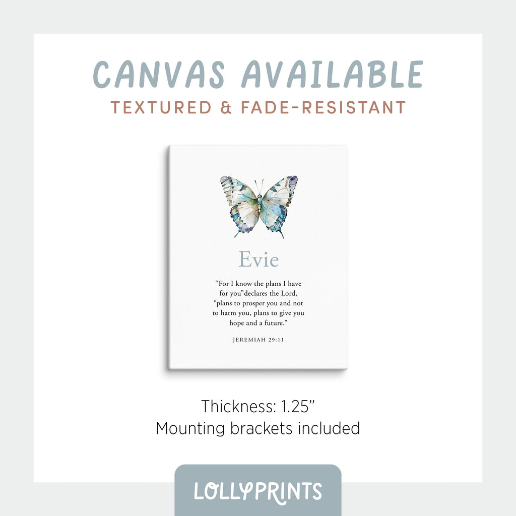 Personalized Custom Name Butterfly Scripture Print