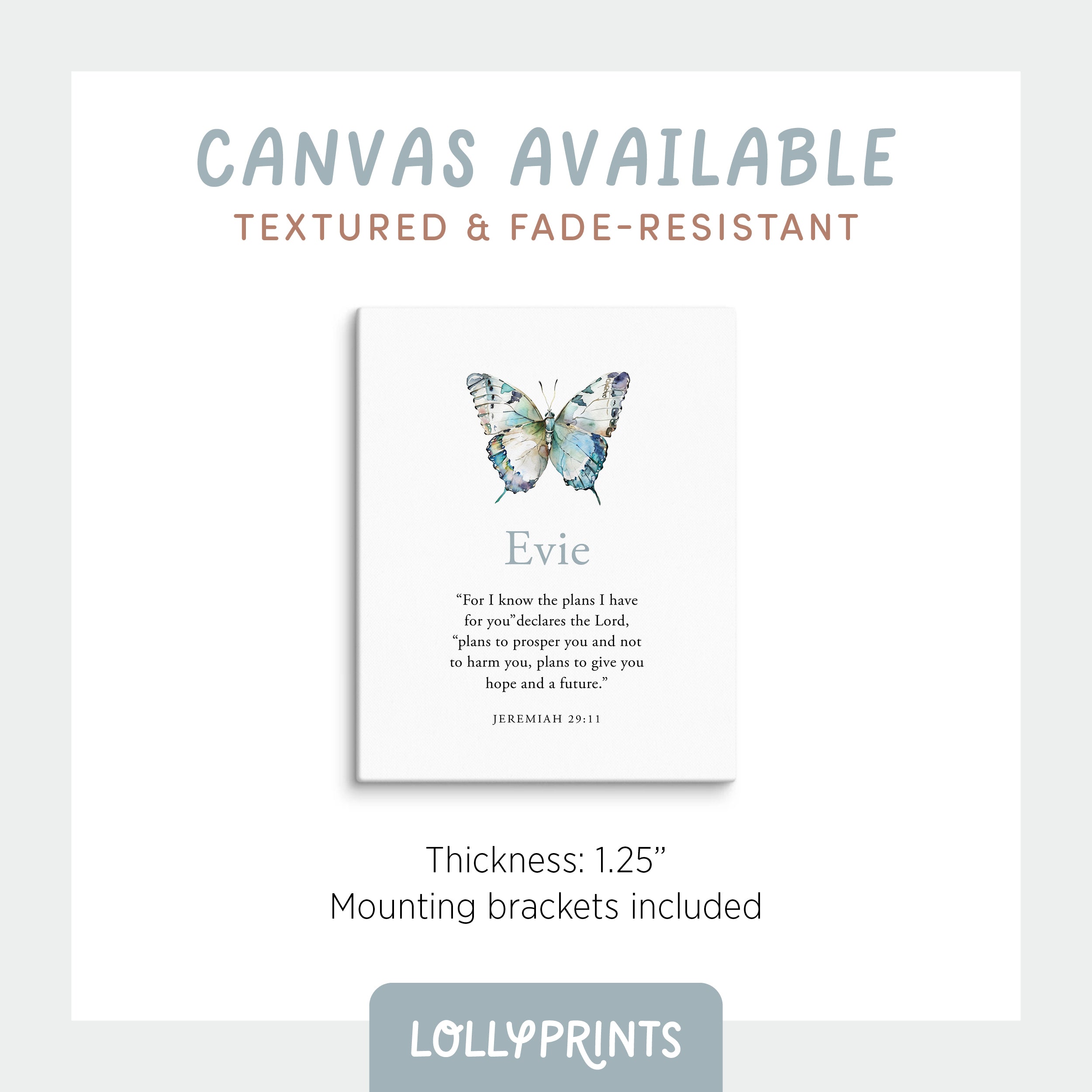 Personalized Custom Name Butterfly Scripture Print