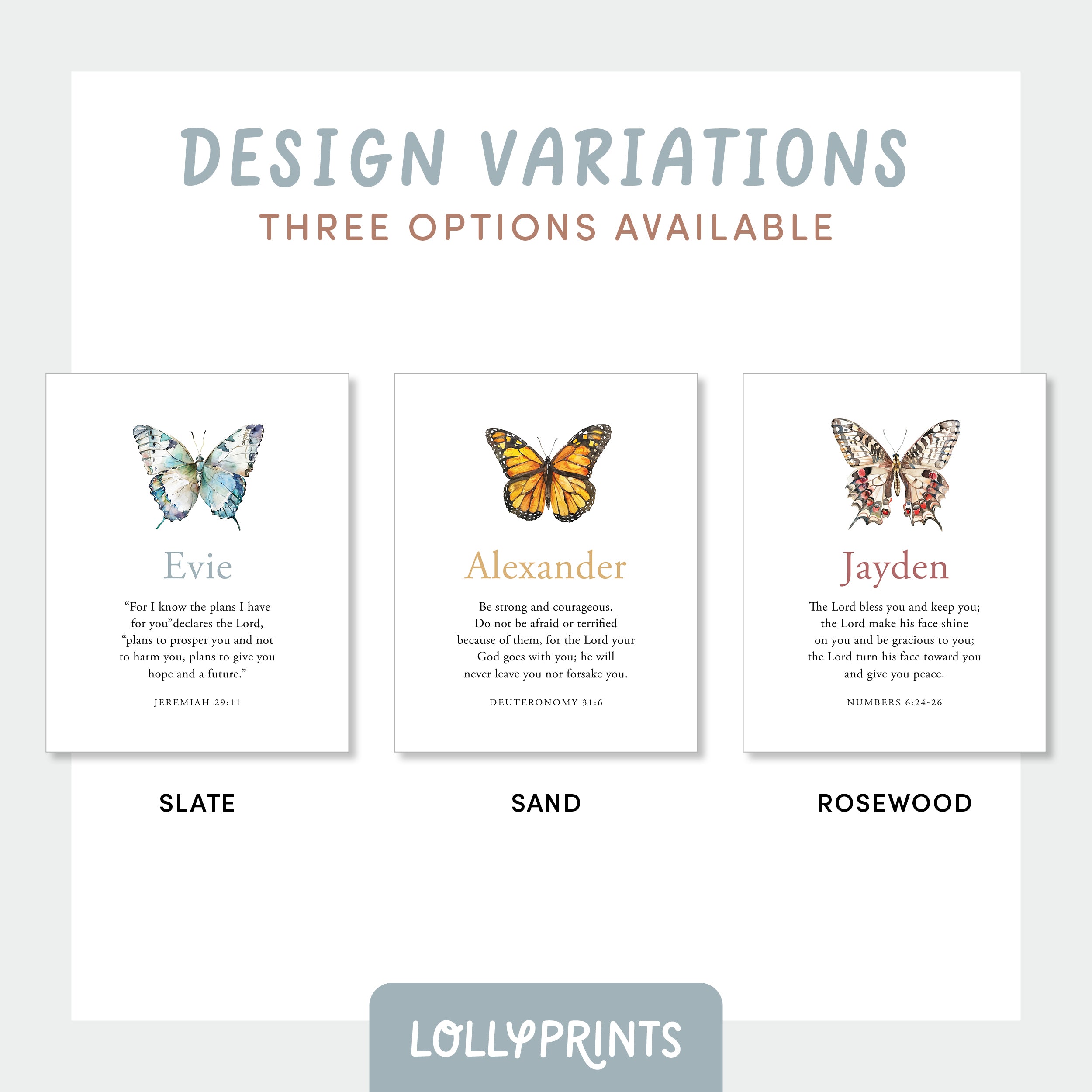 Personalized Custom Name Butterfly Scripture Print