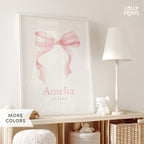 Personalized Coquette Bow Custom Name Girl Room Print
