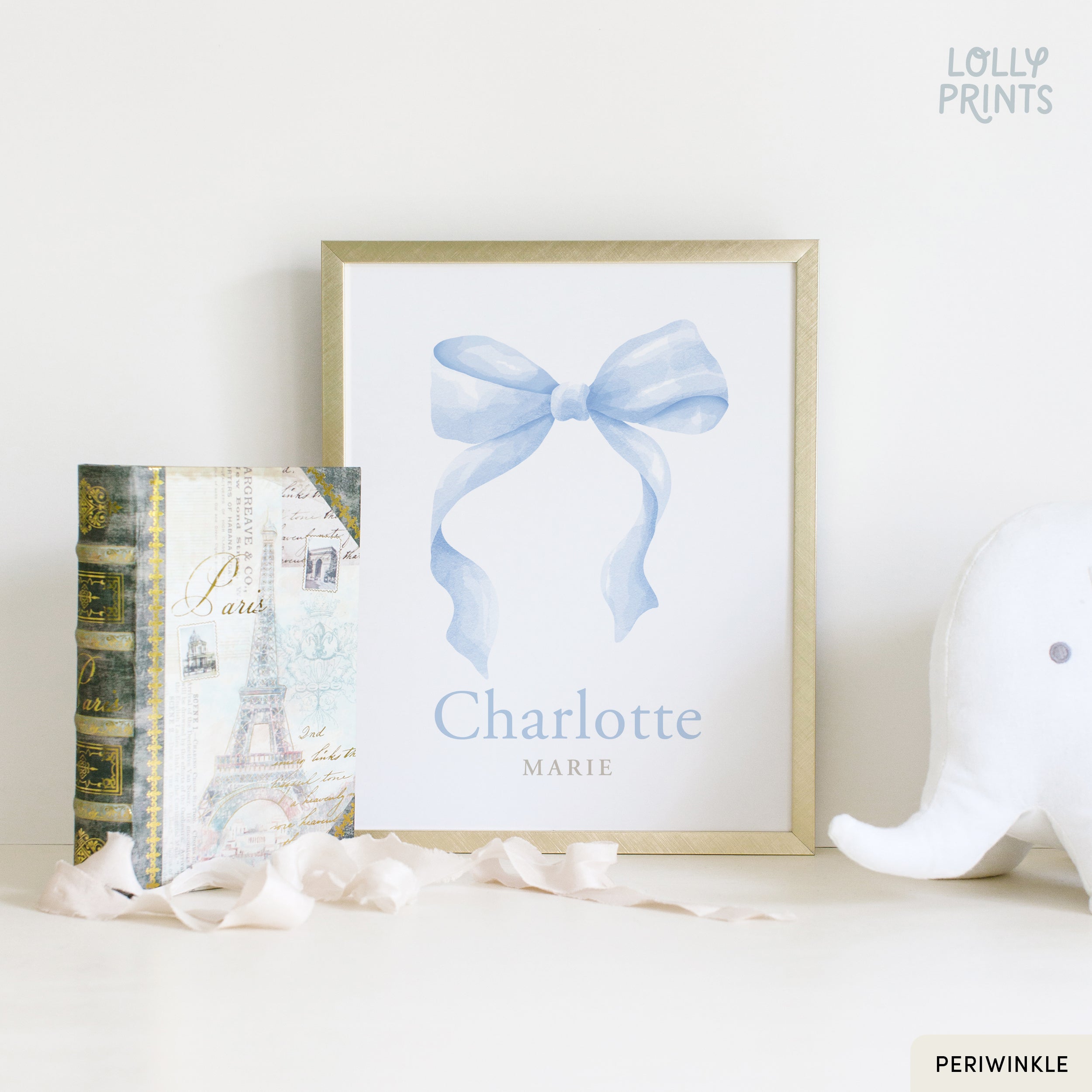 Personalized Coquette Bow Custom Name Girl Room Print