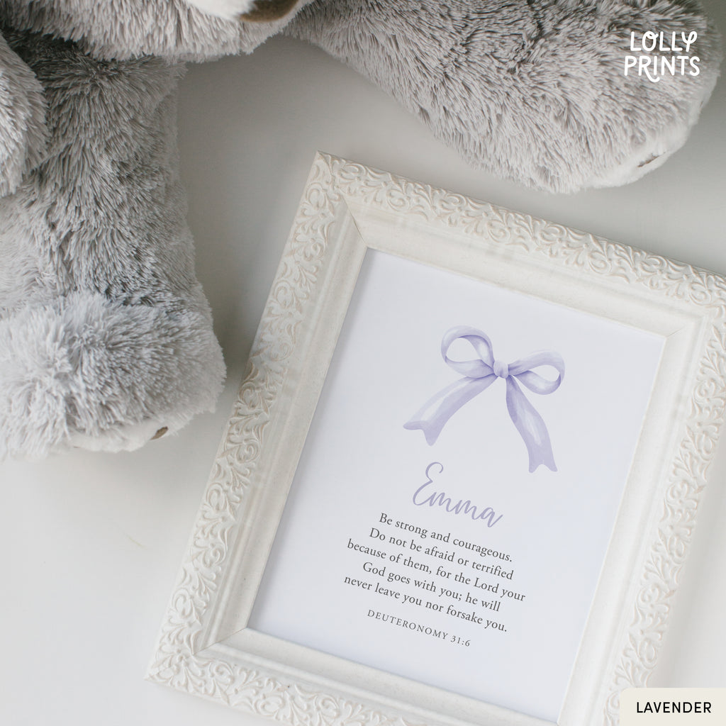 Personalized Coquette Bow Custom Name Scripture Print