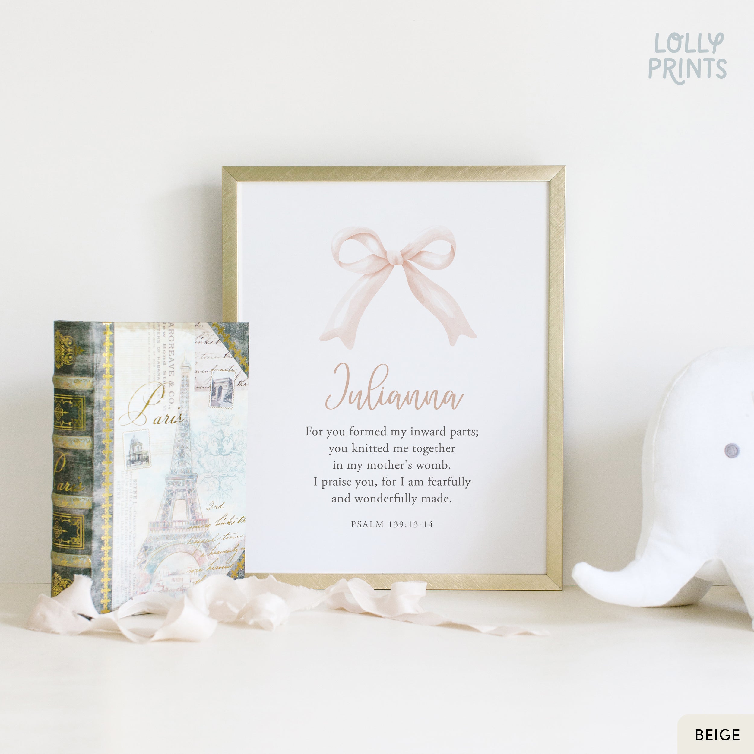 Personalized Coquette Bow Custom Name Scripture Print