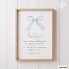 Personalized Coquette Bow Custom Name Scripture Print