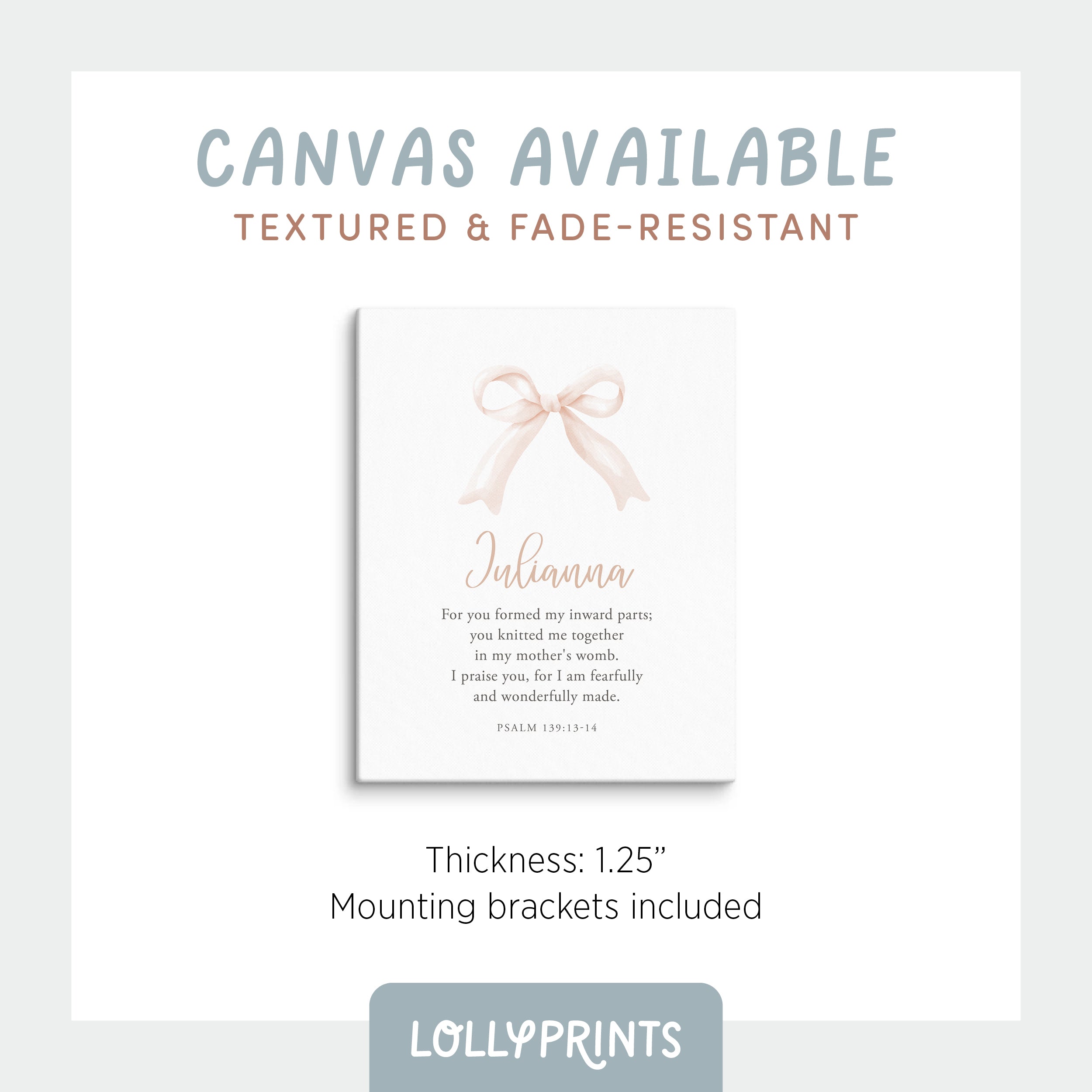 Personalized Coquette Bow Custom Name Scripture Print