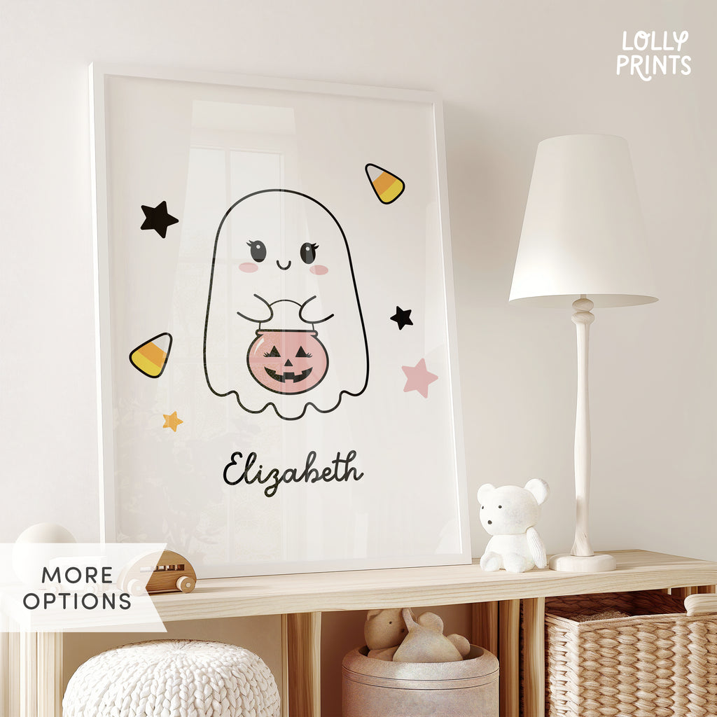 Personalized Halloween Cute Ghost Print