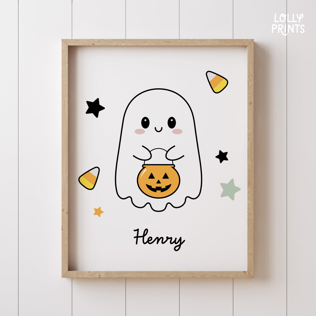 Personalized Halloween Cute Ghost Print