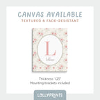 Personalized Initial Name Vintage Roses Nursery Print