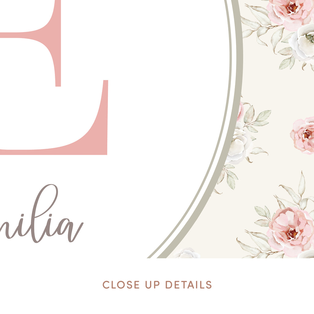 Personalized Initial Name Vintage Roses Nursery Print