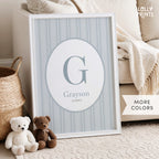 Personalized Initial Name Stripes Nursery Print