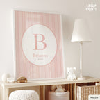 Personalized Initial Name Stripes Nursery Print