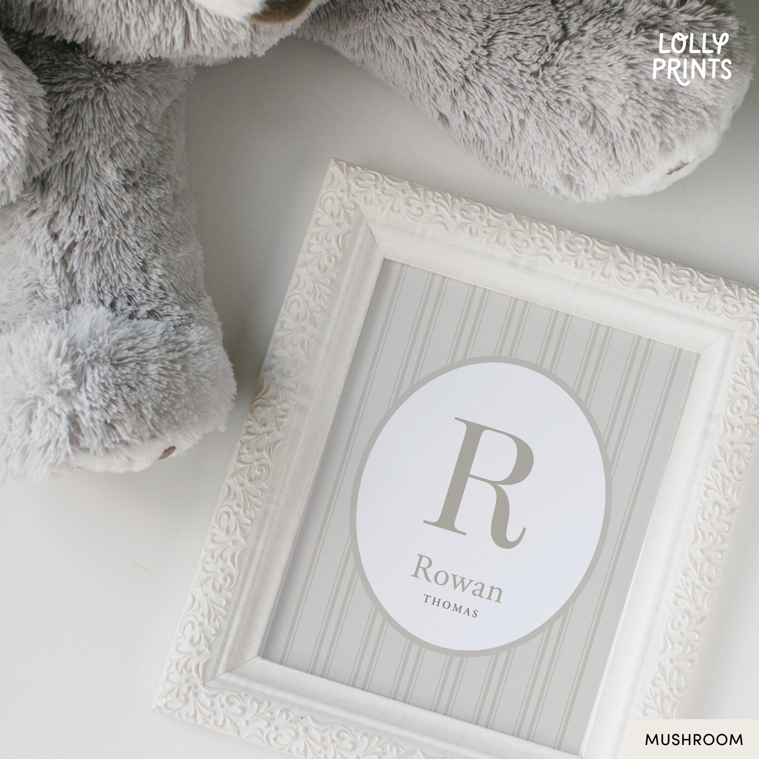 Personalized Initial Name Stripes Nursery Print