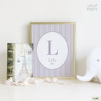 Personalized Initial Name Stripes Nursery Print