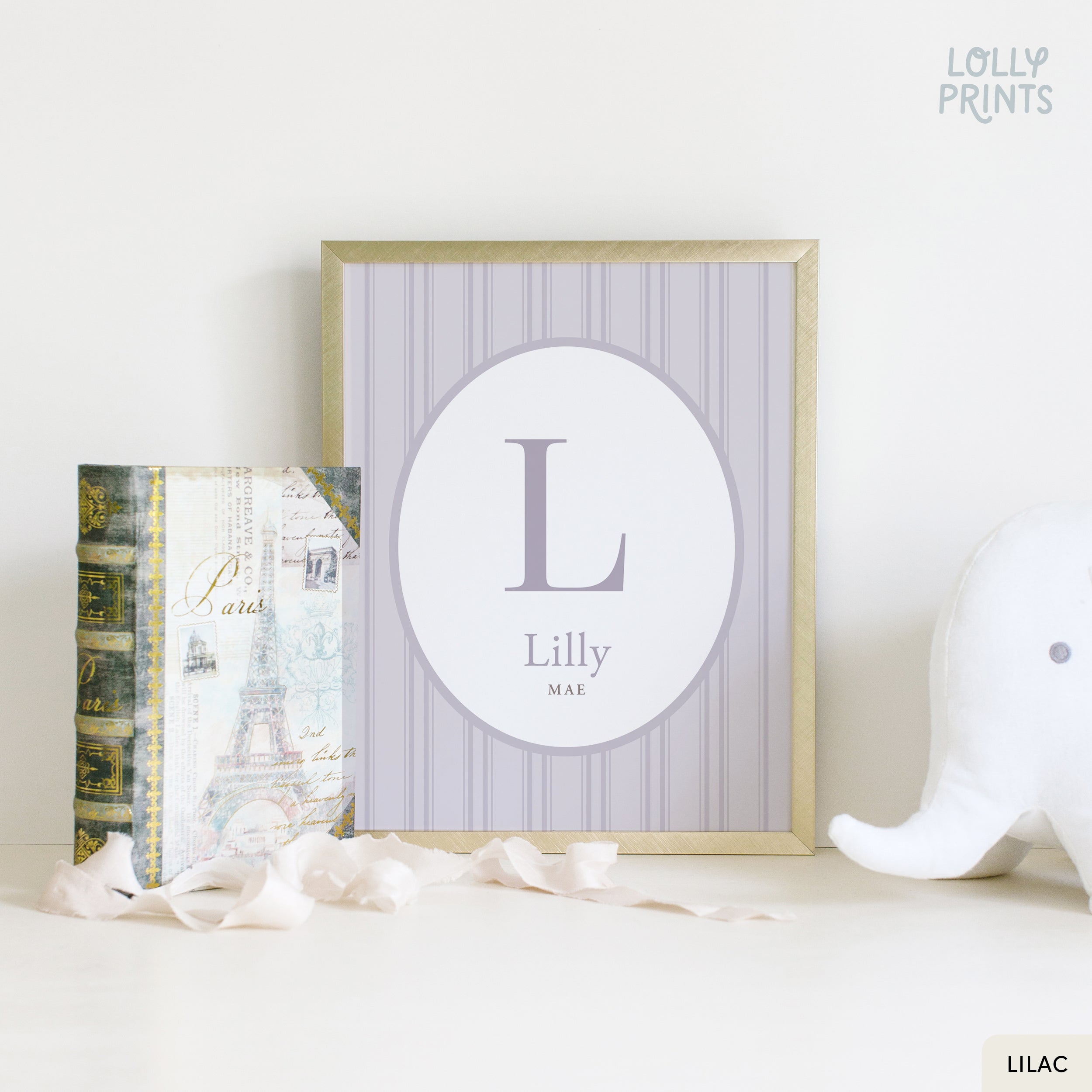 Personalized Initial Name Stripes Nursery Print