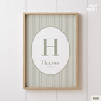 Personalized Initial Name Stripes Nursery Print
