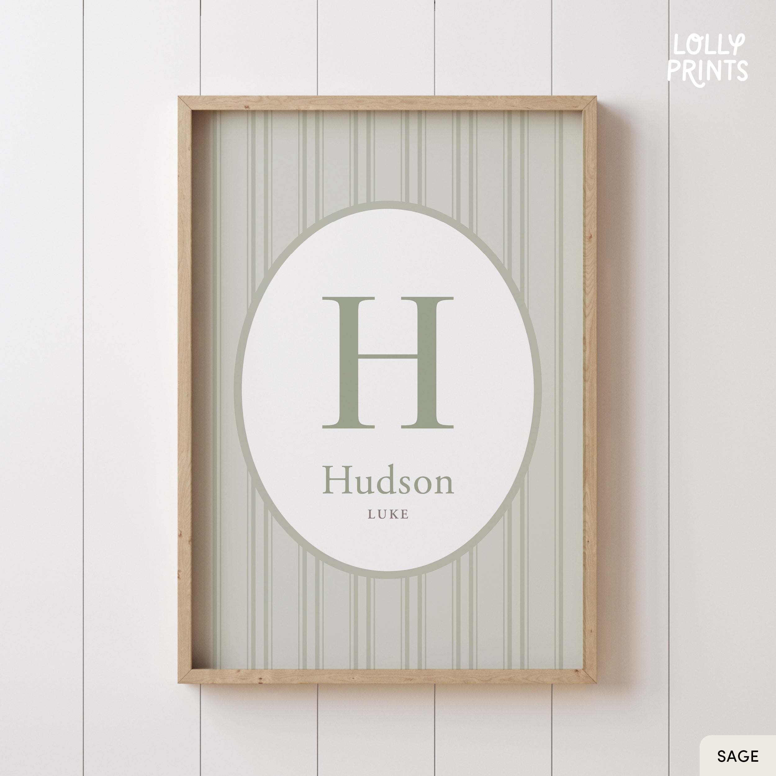 Personalized Initial Name Stripes Nursery Print