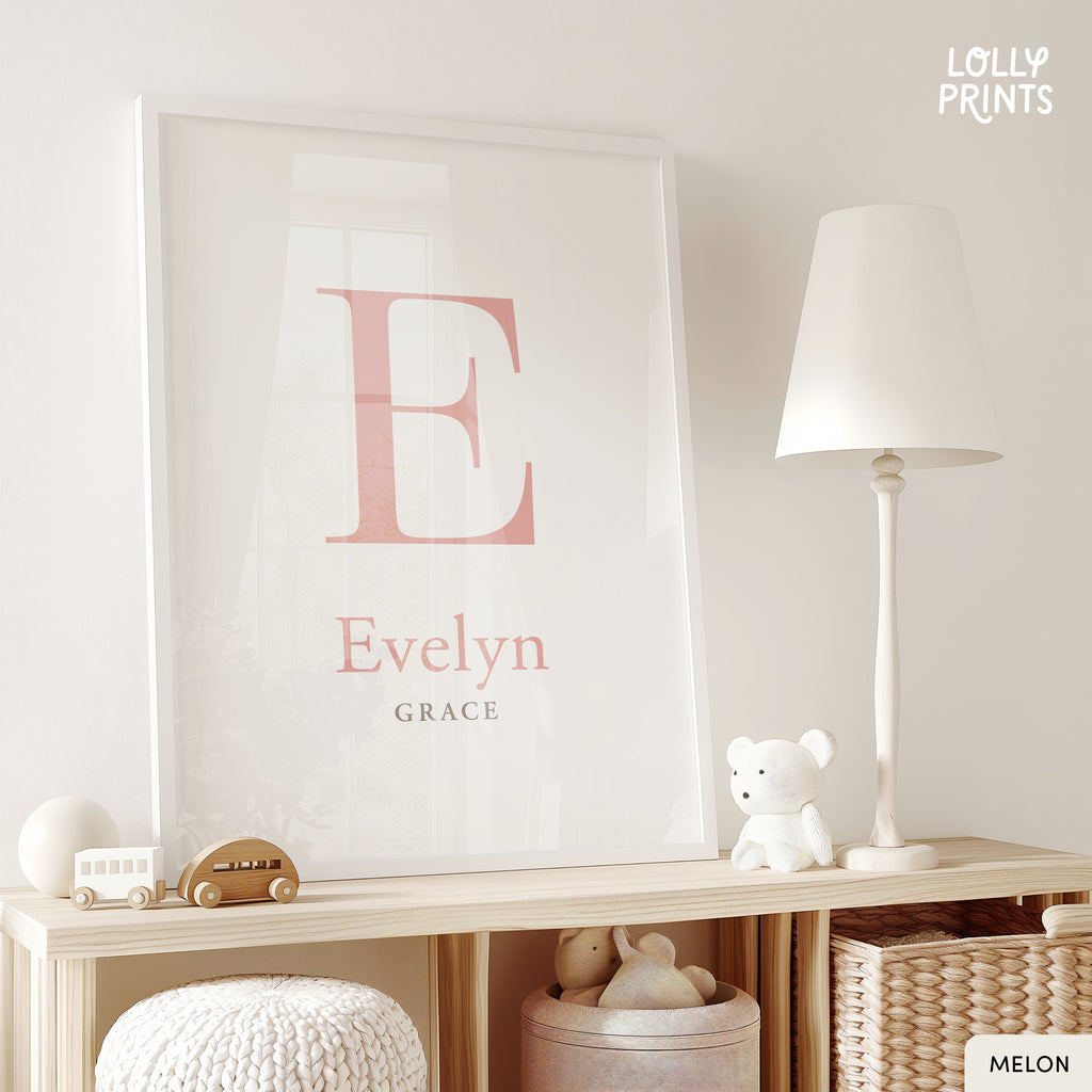Personalized Initial Name Minimalist Nursery Print