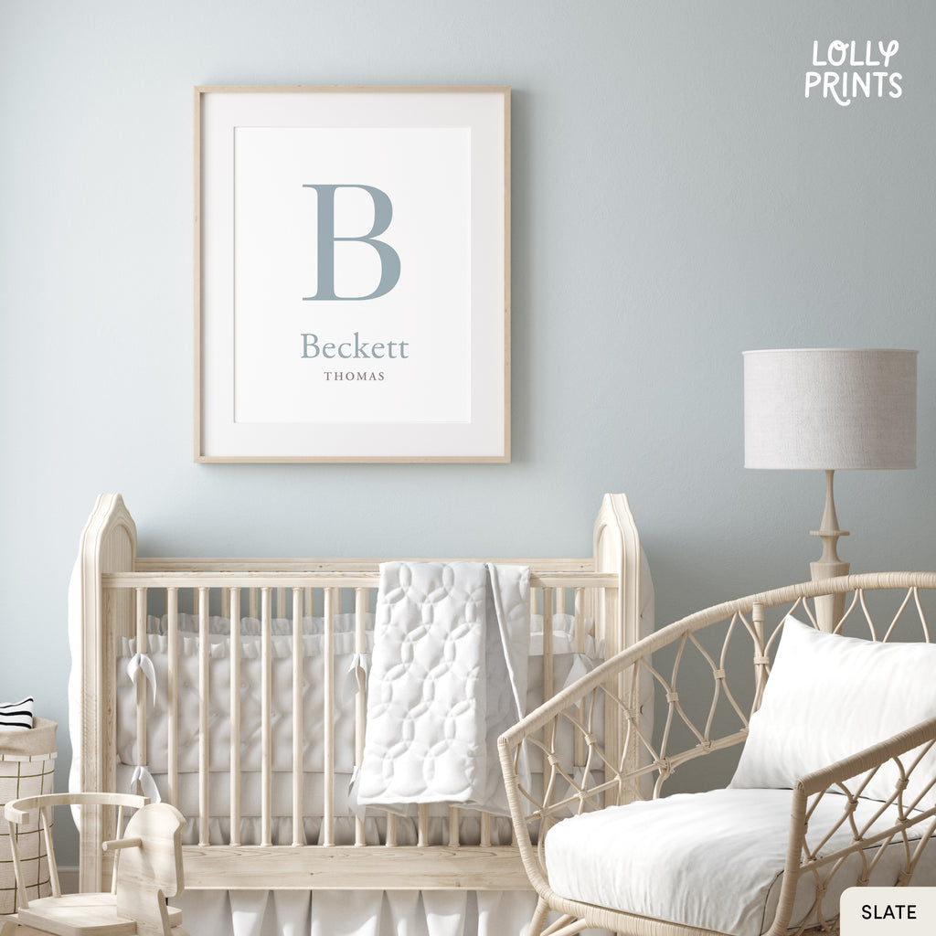 Personalized Initial Name Minimalist Nursery Print