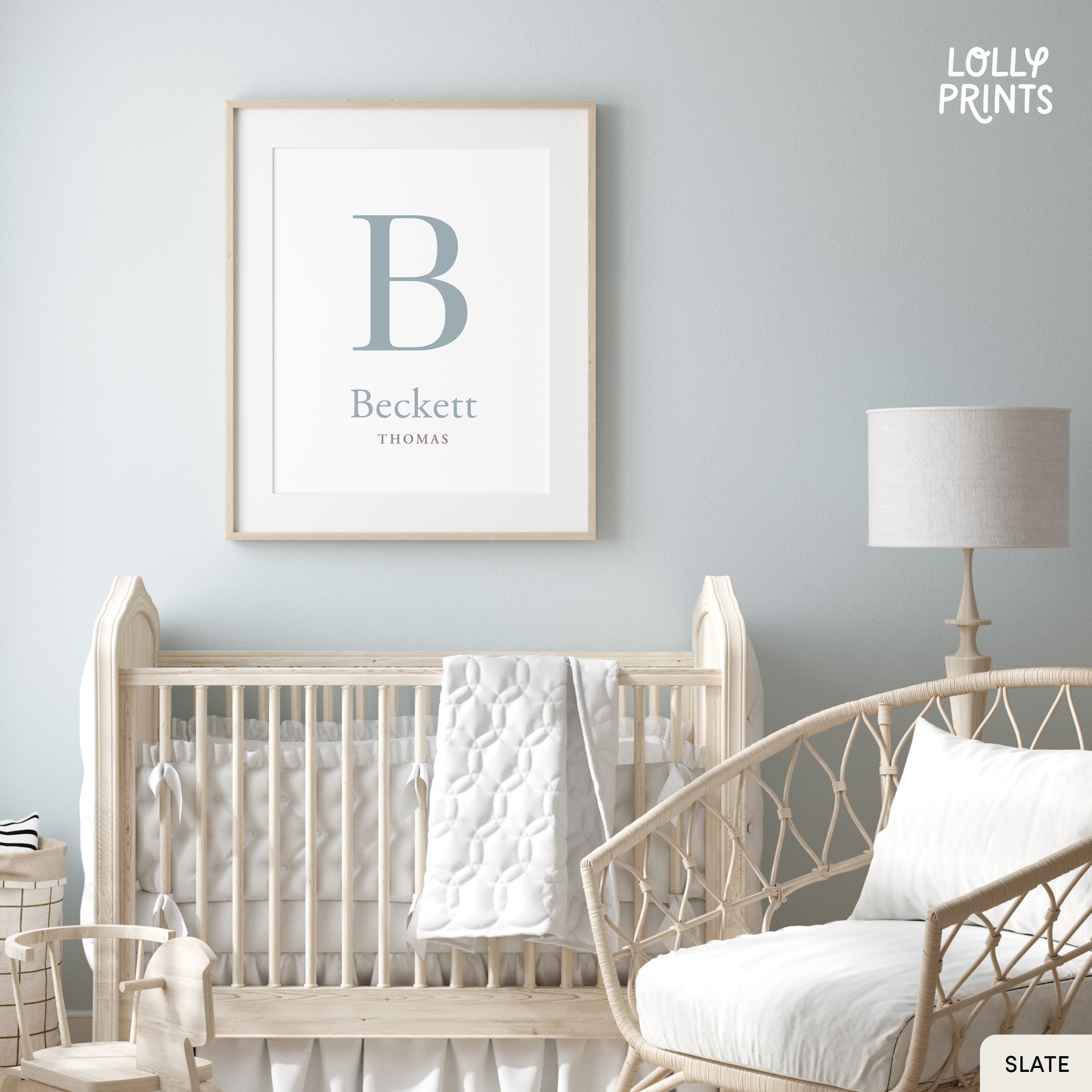 Personalized Initial Name Minimalist Nursery Print