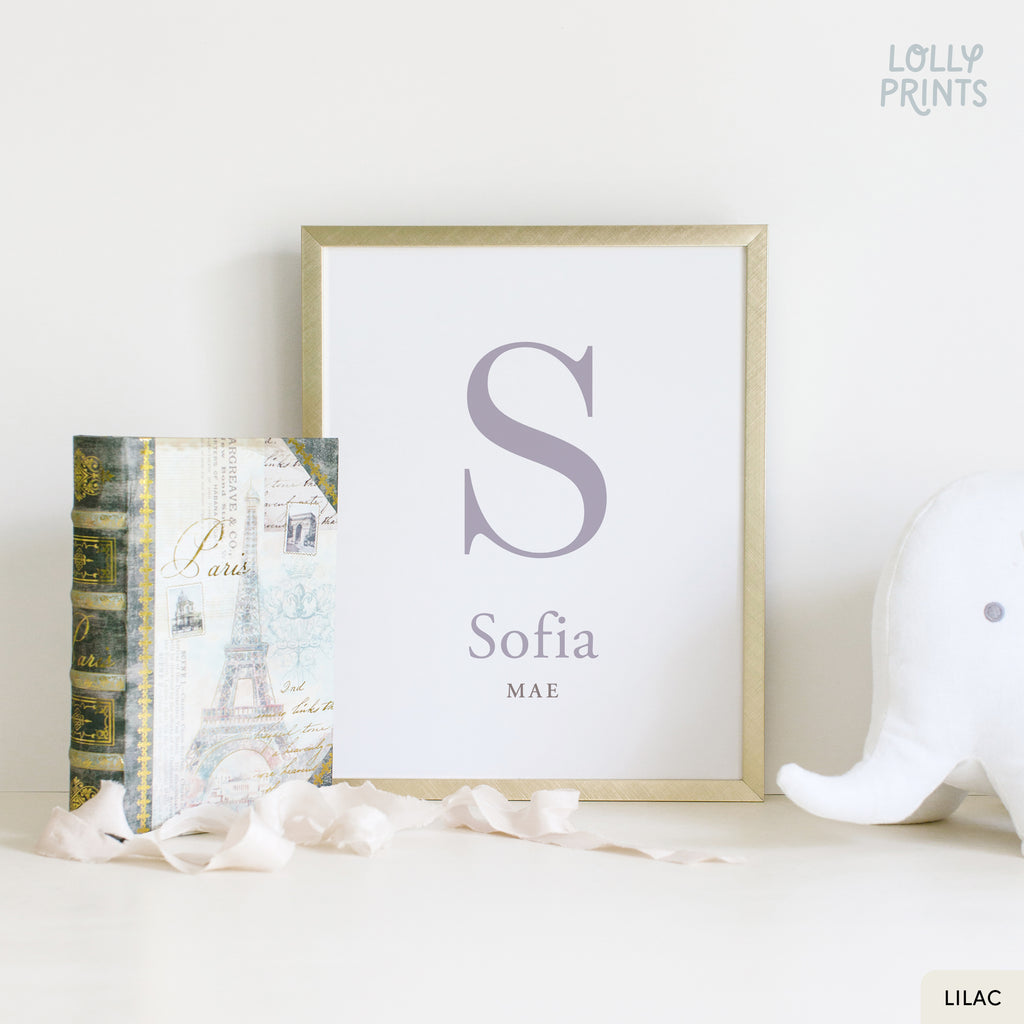 Personalized Initial Name Minimalist Nursery Print