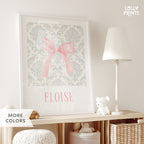 Personalized Coquette Bow Pattern Custom Name Print