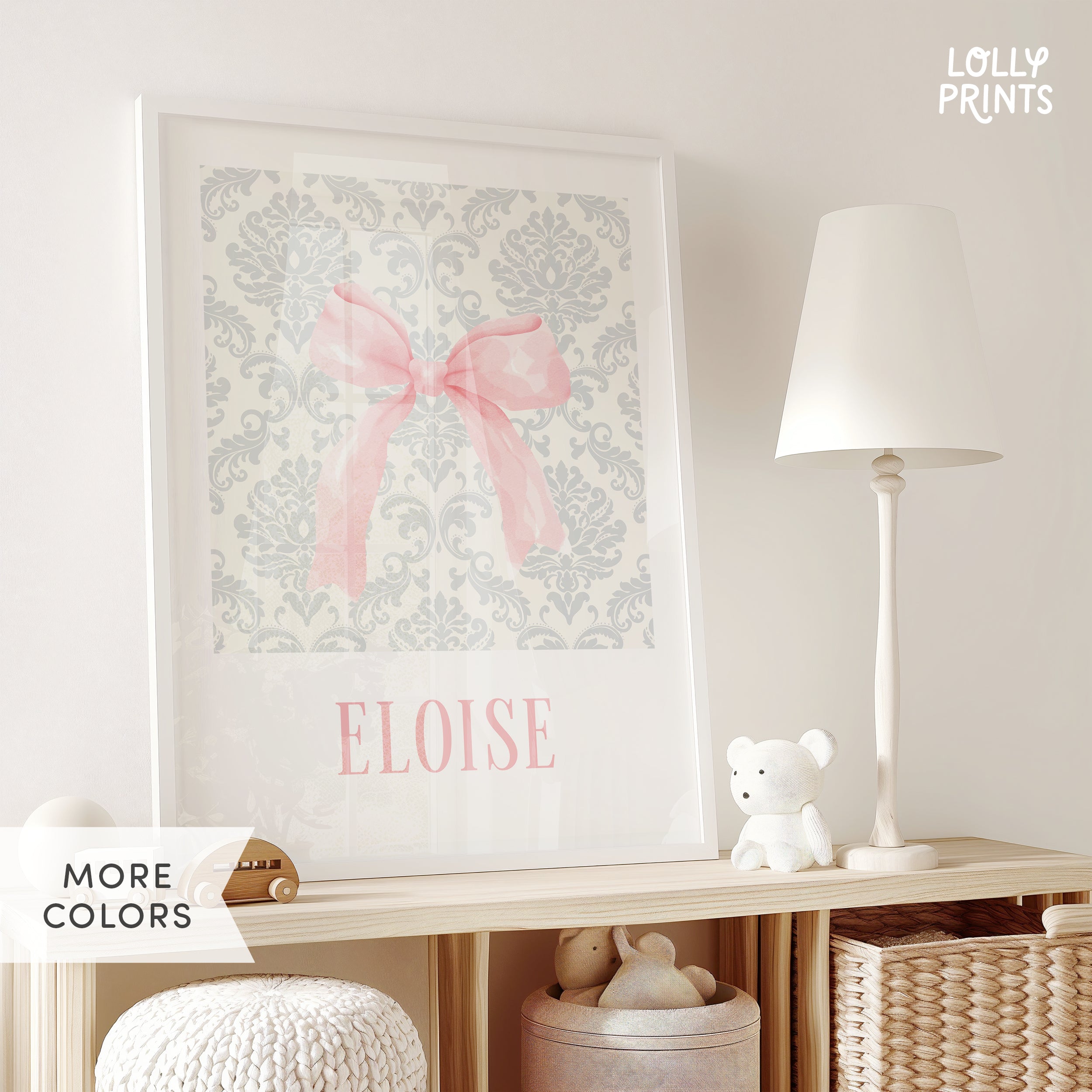 Personalized Coquette Bow Pattern Custom Name Print