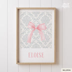 Personalized Coquette Bow Pattern Custom Name Print