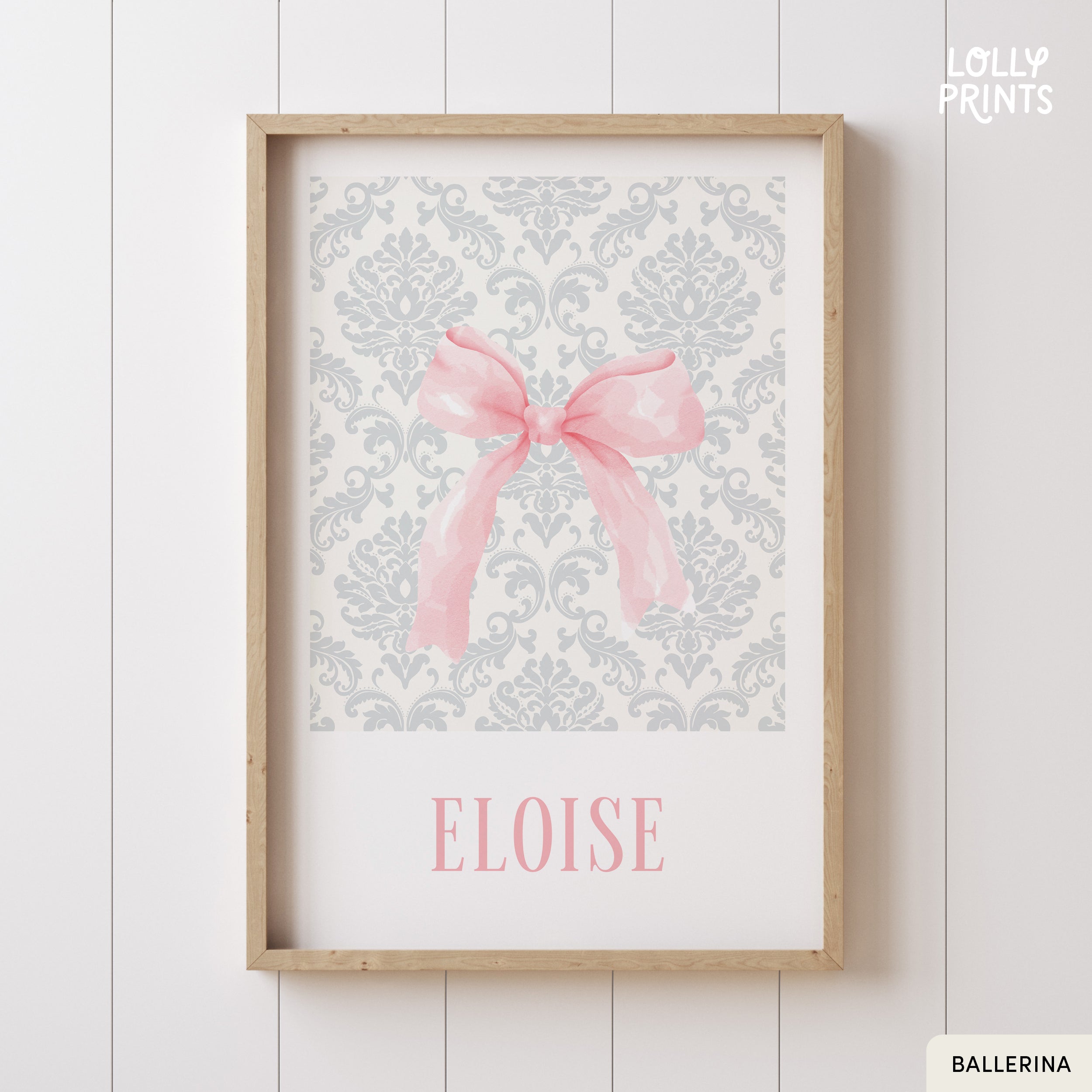 Personalized Coquette Bow Pattern Custom Name Print
