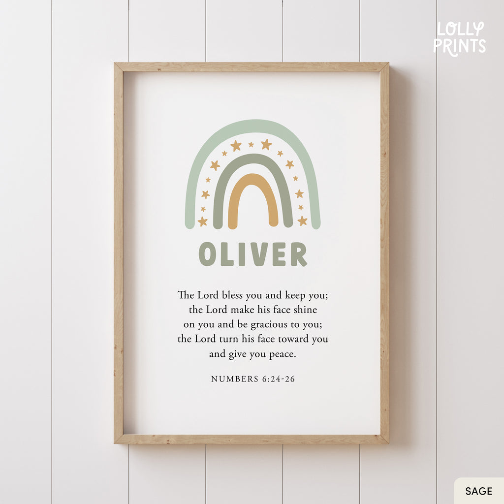 Personalized Rainbow Custom Name Scripture Print