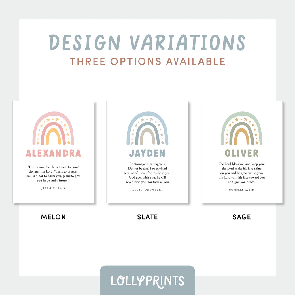Personalized Rainbow Custom Name Scripture Print