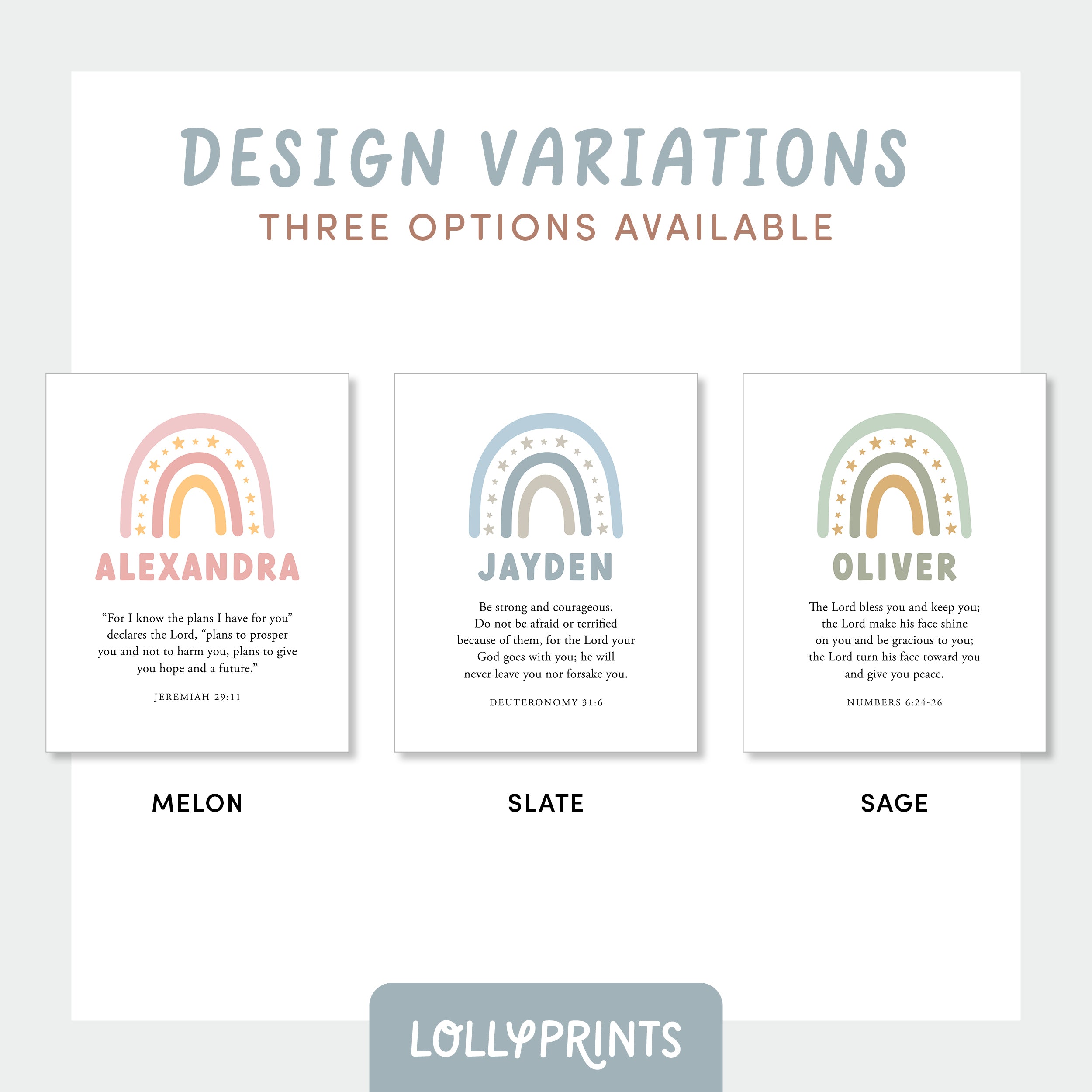 Personalized Rainbow Custom Name Scripture Print
