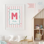 Personalized Initial Name Whimsical Border Stripes