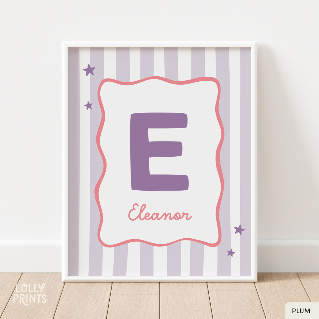 Personalized Initial Name Whimsical Border Stripes