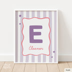 Personalized Initial Name Whimsical Border Stripes