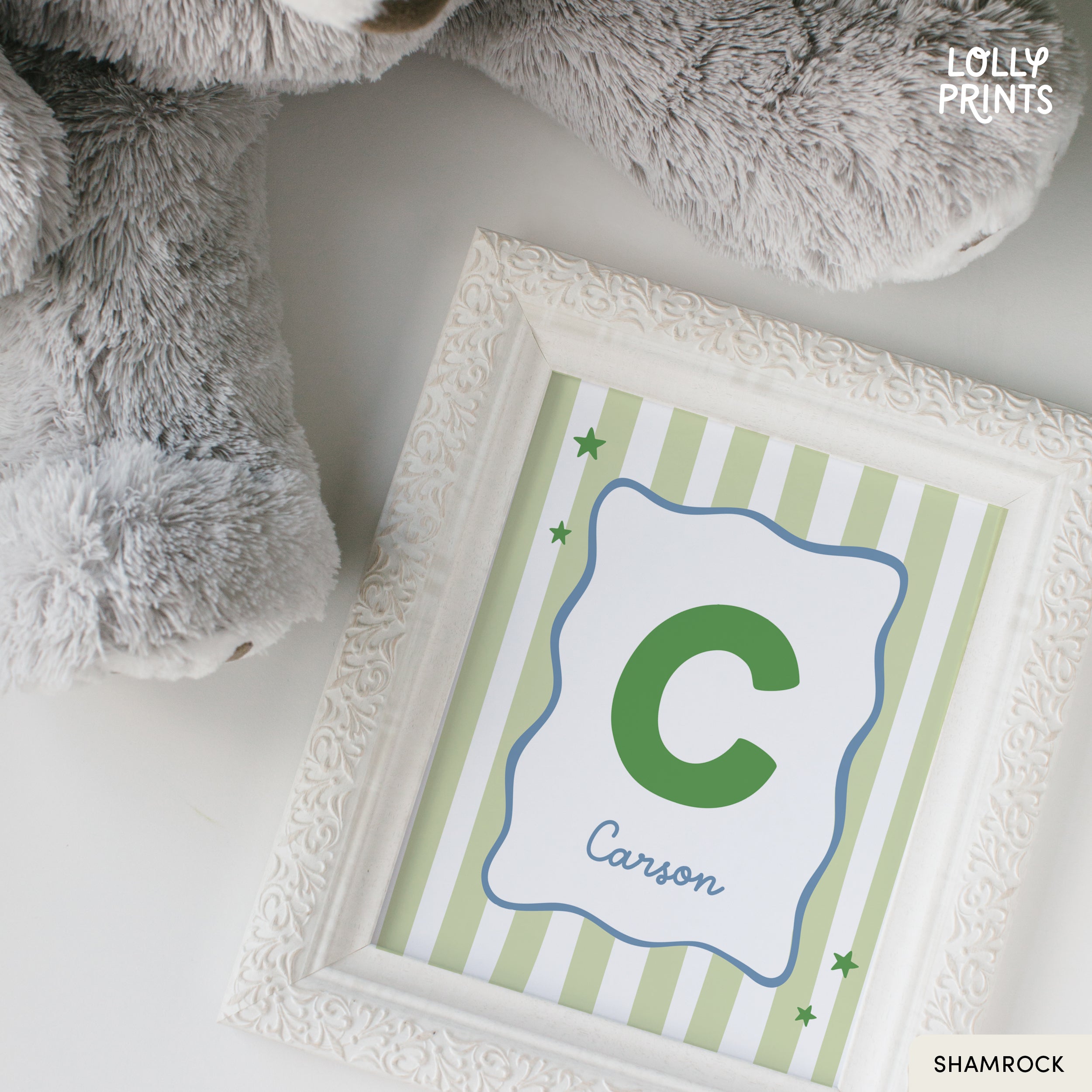 Personalized Initial Name Whimsical Border Stripes