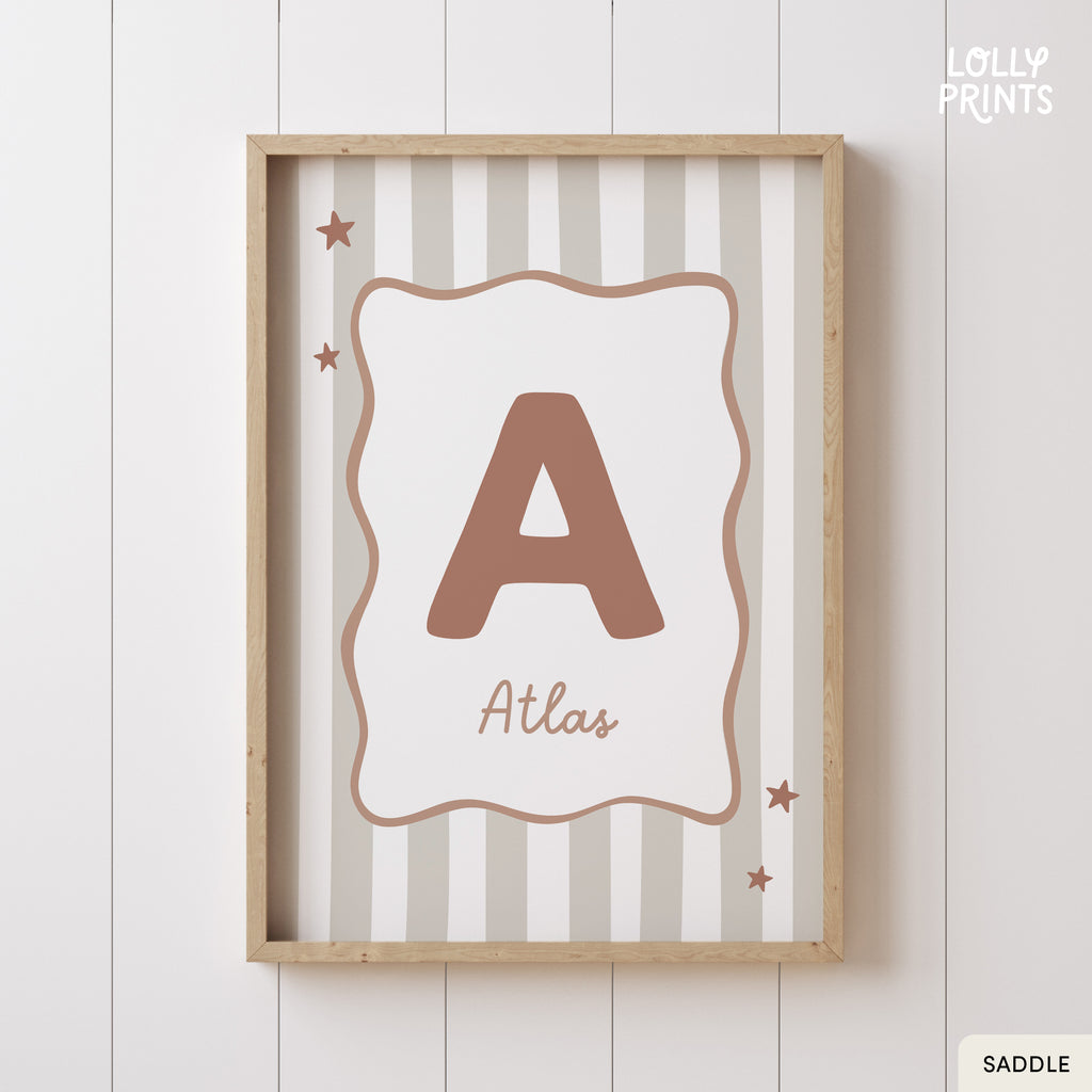 Personalized Initial Name Whimsical Border Stripes
