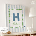 Personalized Initial Name Whimsical Border Stripes