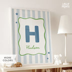 Personalized Initial Name Whimsical Border Stripes