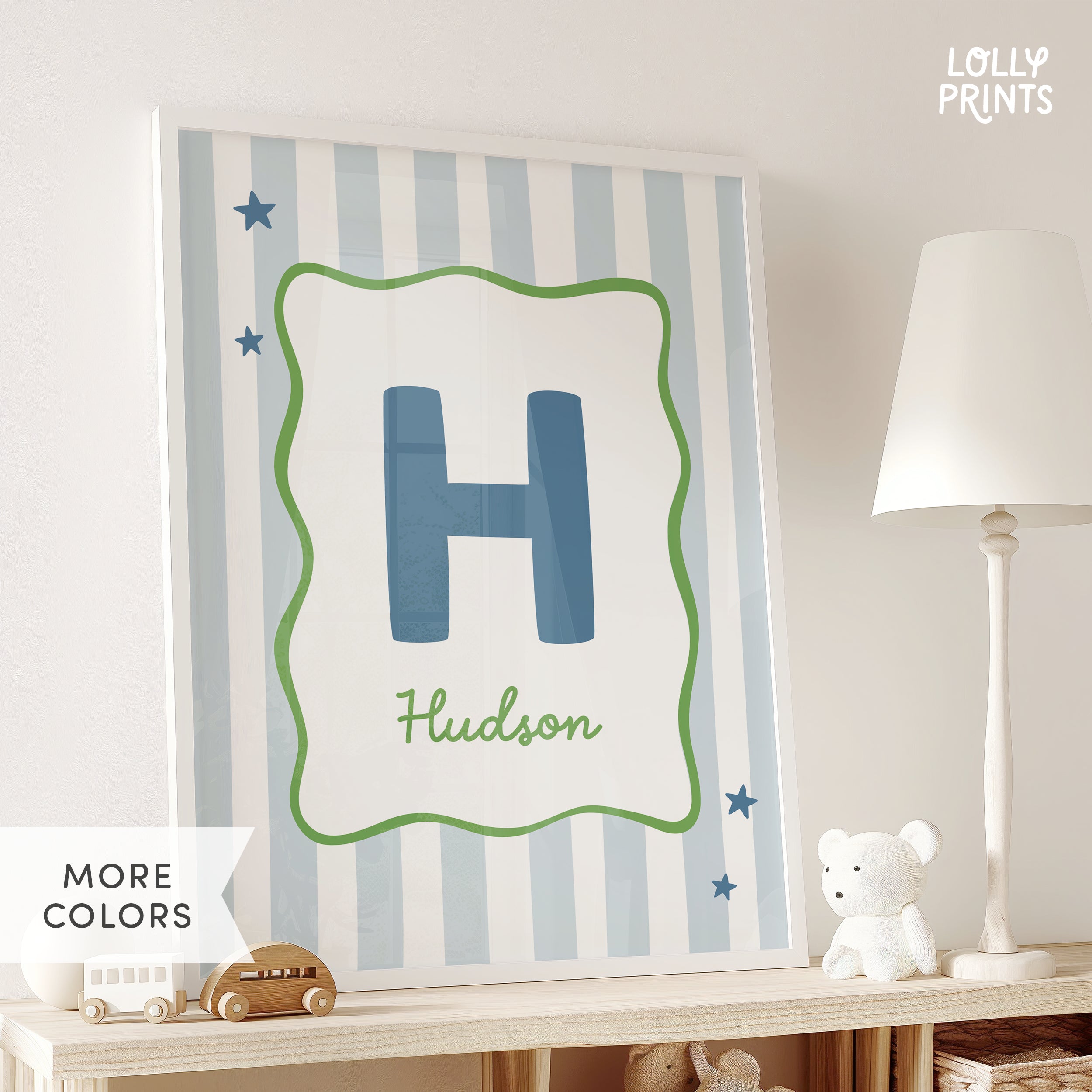 Personalized Initial Name Whimsical Border Stripes