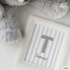 Personalized Initial Name Stripes Whimsical Nursery Print