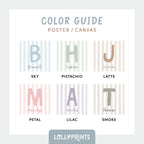 Personalized Initial Name Stripes Whimsical Nursery Print